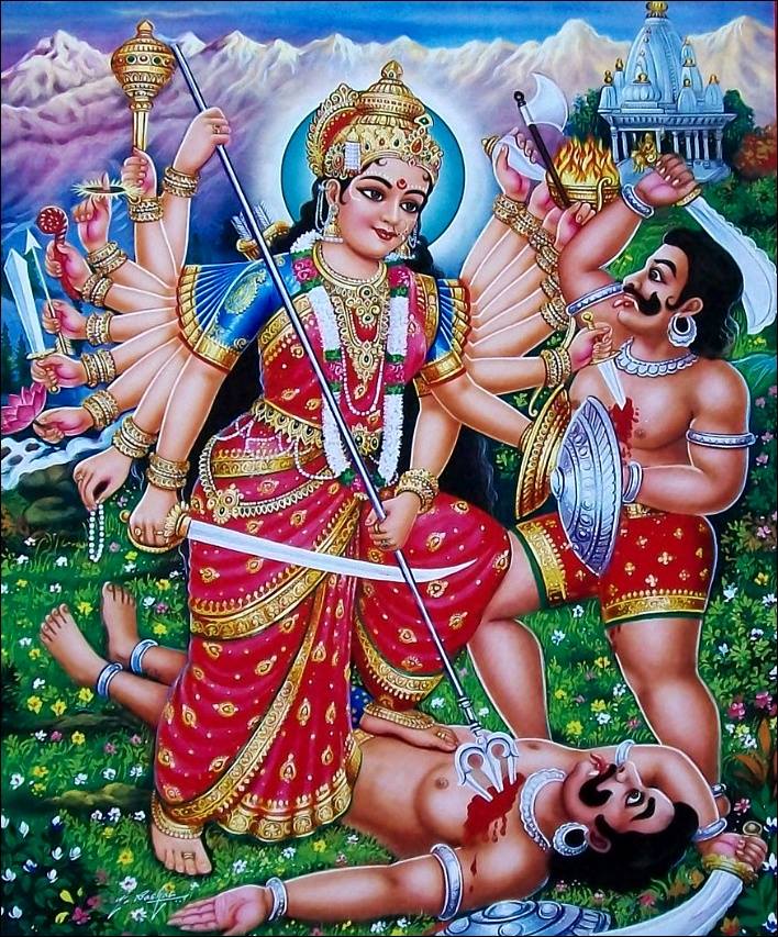the Mother Goddess DURGA battles our enemies, protects us in time of danger, avenges us when appropriate